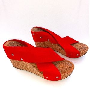 Lucky Brand Red Cork Wedges